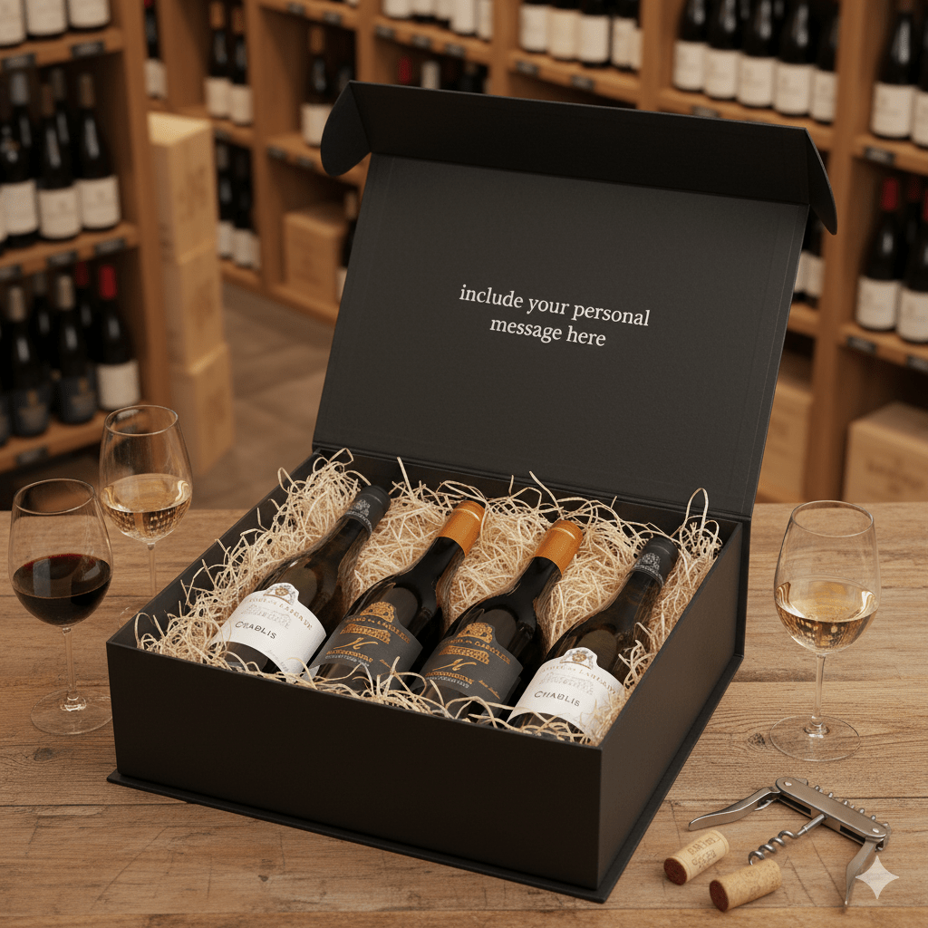 Pinot Noir & Chablis, Burgundy France 4 Bottle Gift Box - Grape & Bean