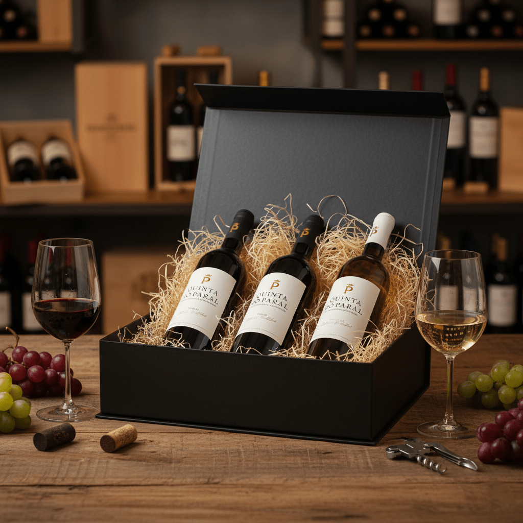 Premium Portuguese 3 Bottle Wine Gift Box - Grape & Bean