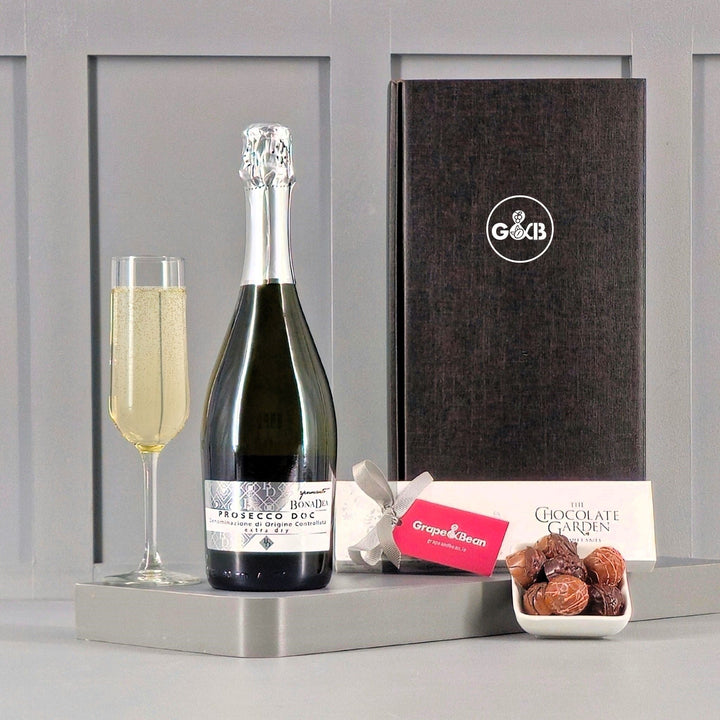 Prosecco DOC & Irish Chocolates in a Gift Box - Grape & Bean