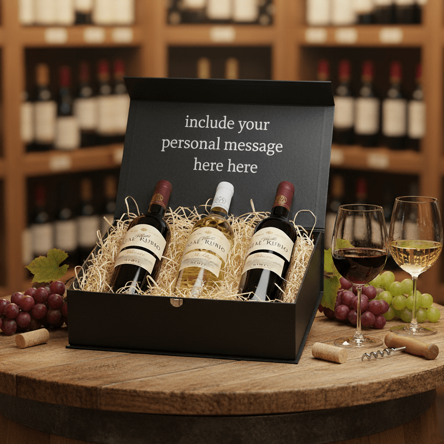 Rioja 3 Bottle Wine Gift Box - Grape & Bean