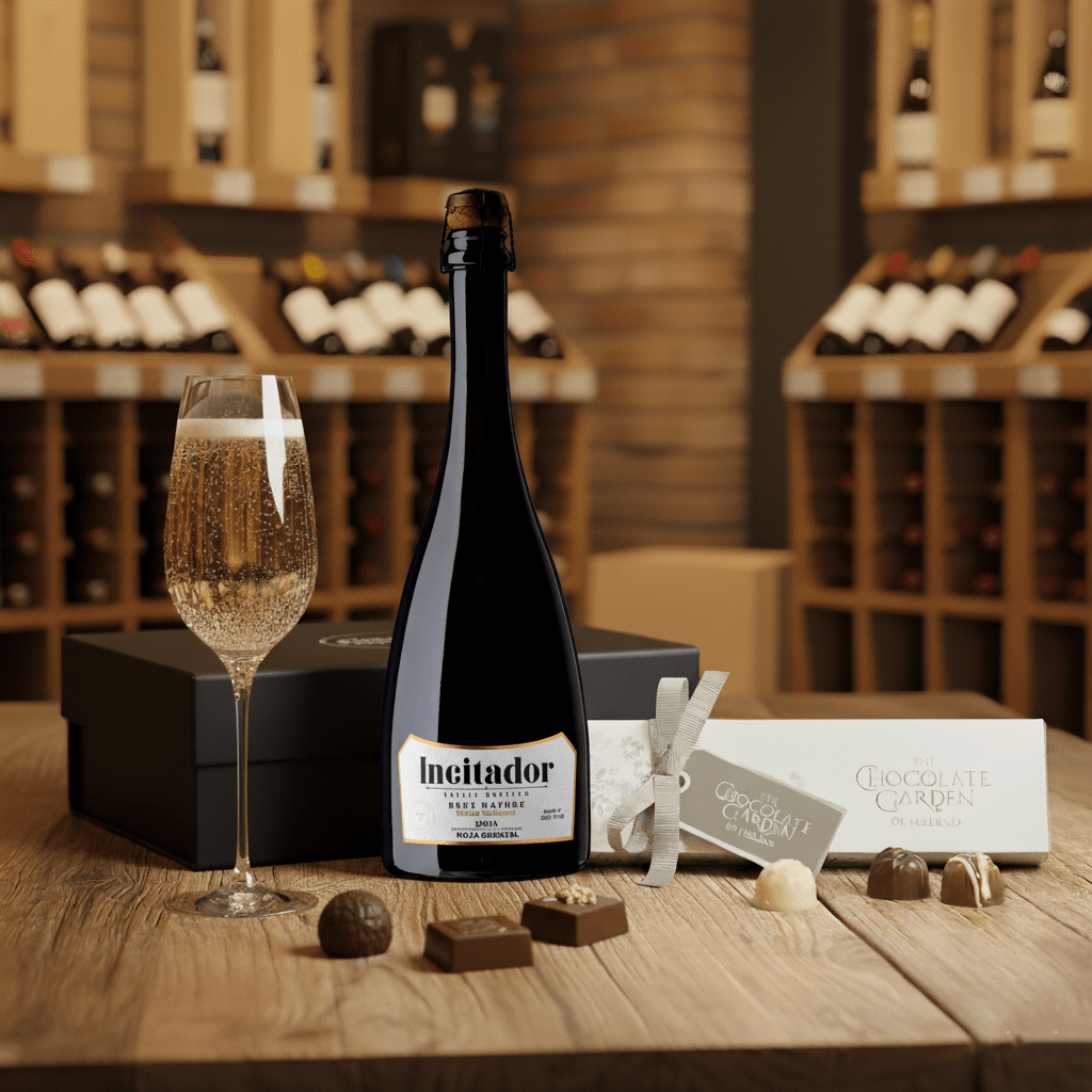 Rioja Premium Sparkling Wine & Irish Chocolates in a Gift Box - Grape & Bean