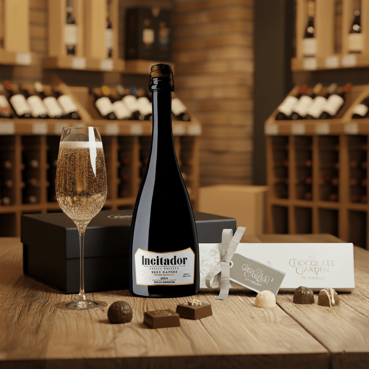 Rioja Premium Sparkling Wine & Irish Chocolates in a Gift Box - Grape & Bean