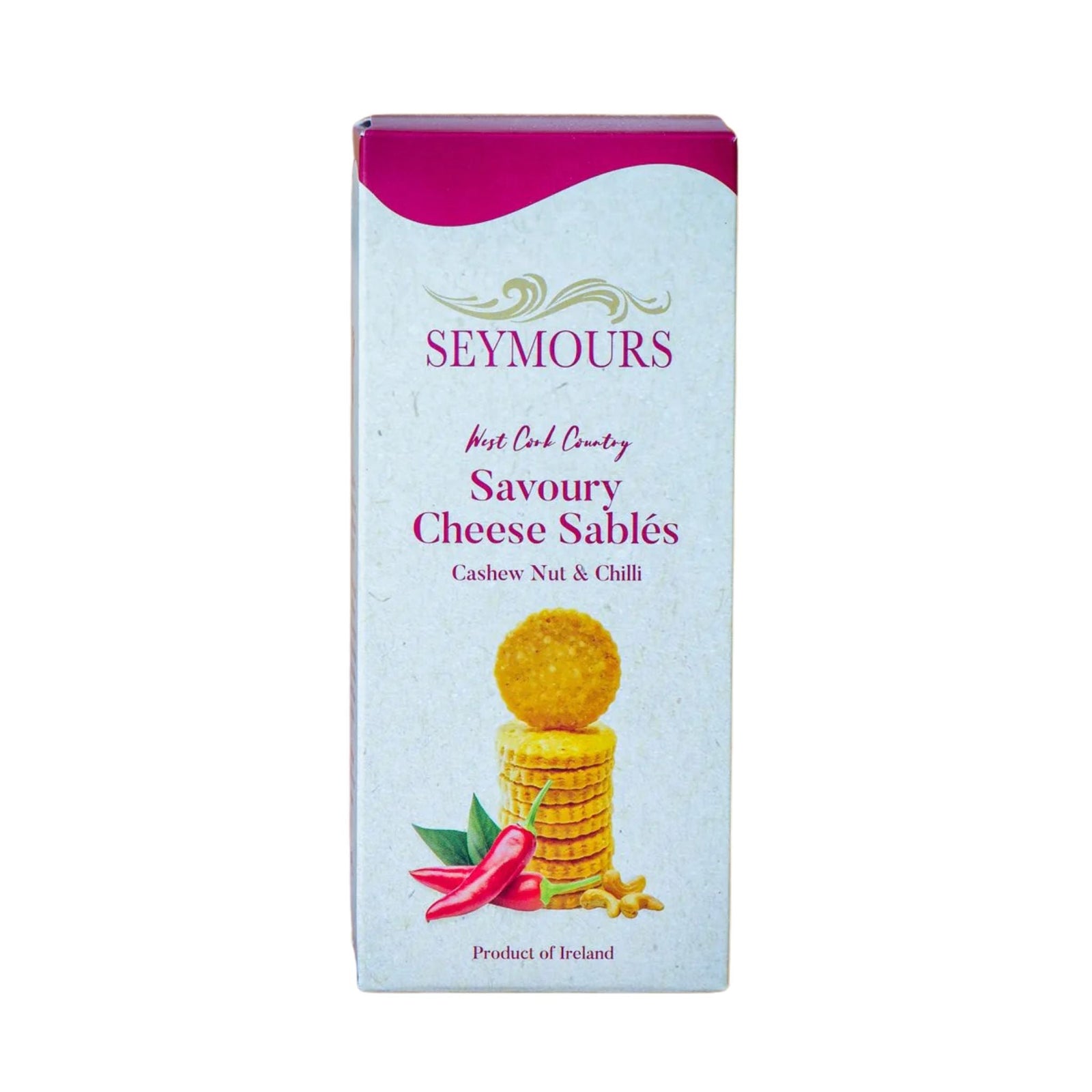 Seymours Savoury Cheese Sables, Cashew Nut & Chilli 100g - Grape & Bean
