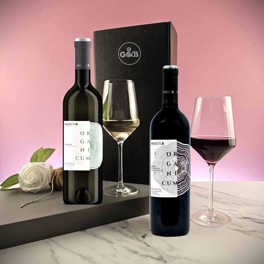 Sicilian Nero D'Avola Red and Grill White Wine Gift Pack - Grape & Bean