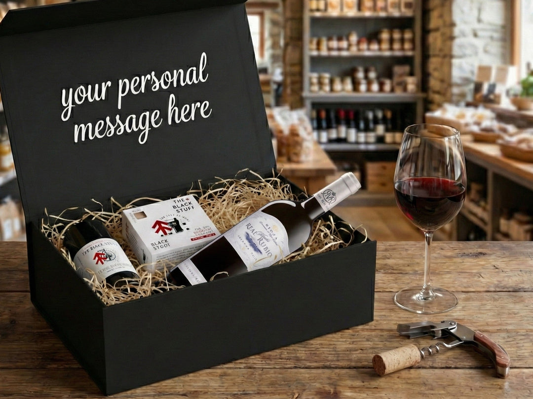The Black Stuff hamper with Crianza Rioja - Grape & Bean
