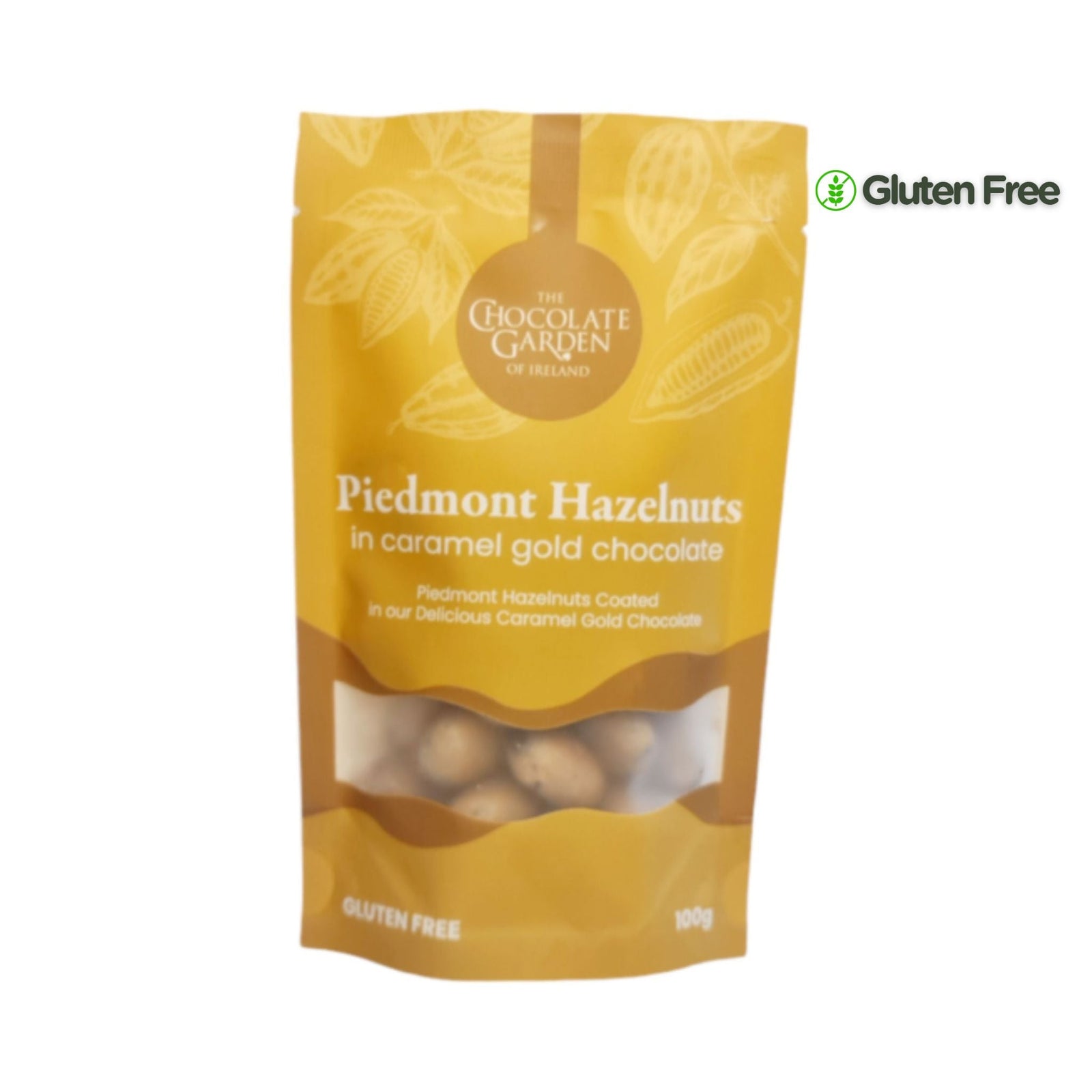 The Chocolate Garden Piedmont Hazelnuts in Caramel Gold Chocolate 100g - Grape & Bean