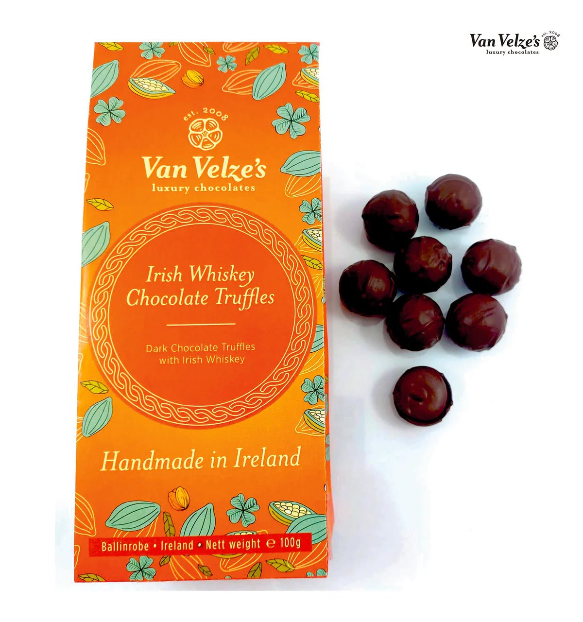 Van Velzes Irish Whiskey Chocolate Truffles 100g - Grape & Bean
