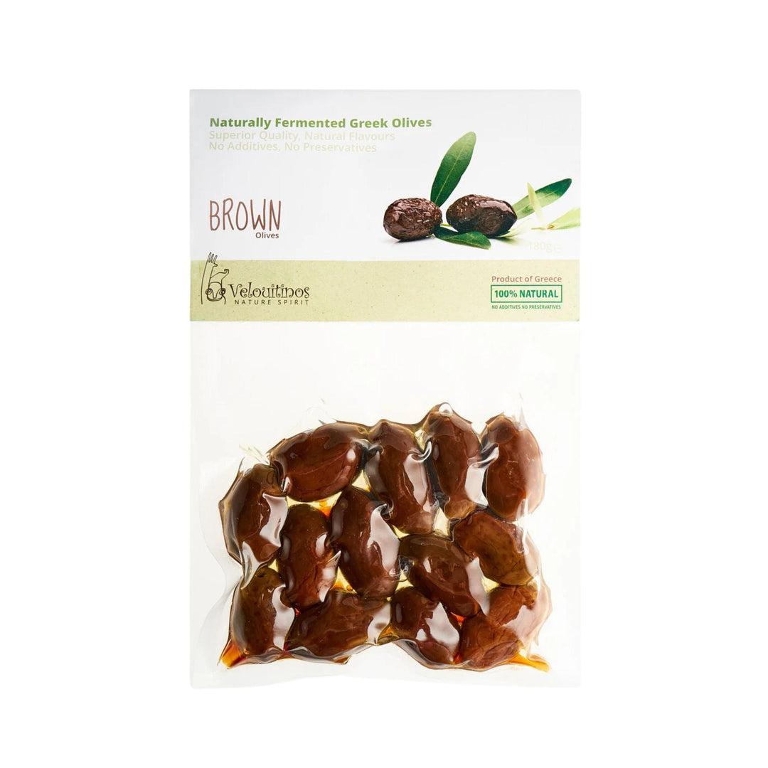 Velouitinos Naturally Fermented Greek Brown Olives 180g - Grape & Bean