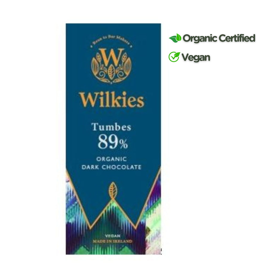 Wilkies Tumber 89% Organic Dark Chocolate 75g - Grape & Bean