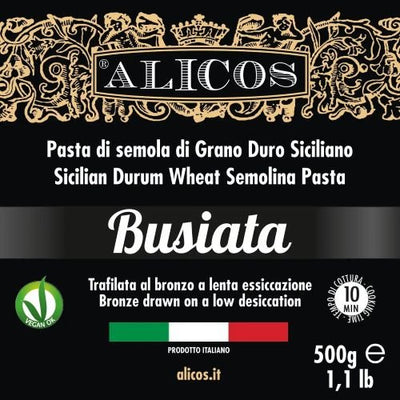 Alicos Traditional Italian Durum Pasta Busiata 500g - Grape & Bean