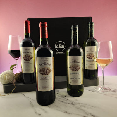 BergeracBordeaux French Wine Gift Pack - 4 bottles - Grape & Bean