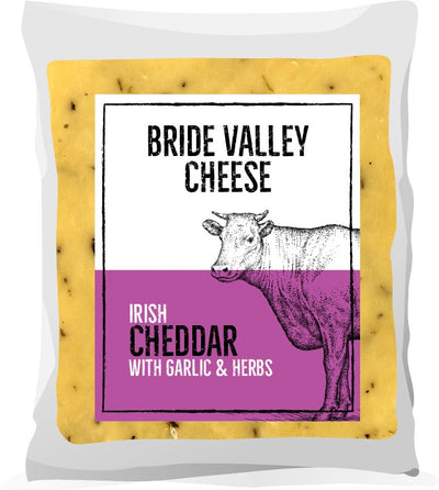 Bride Valley Cheese Irish Cheddar with Garlic Herbs 120g - Grape & Bean