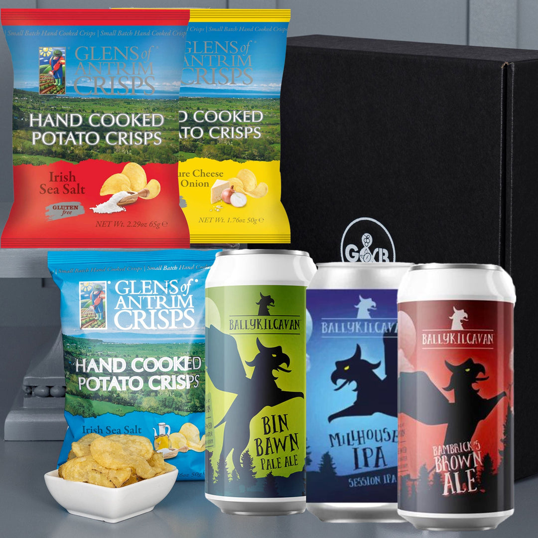 Craft Irish Beer and Crisps Gift Box - Grape & Bean