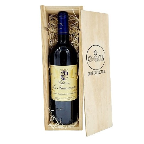 French Bordeaux St Emilion Red Wine Wooden Gift Box - Grape & Bean
