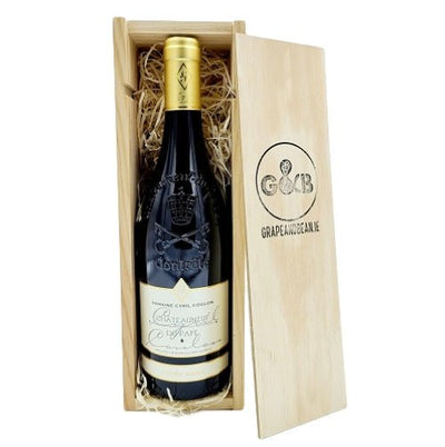 French Chateauneuf Du-Pape in Wooden Gift Box - Grape & Bean