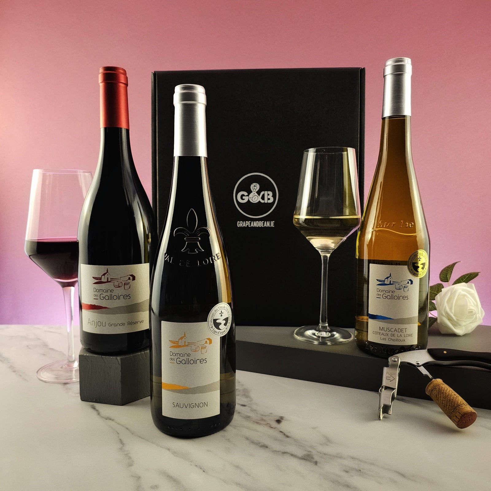 French No Added Sulphites 2 Whites and 1 Red Wine- 3 bottles - Grape & Bean