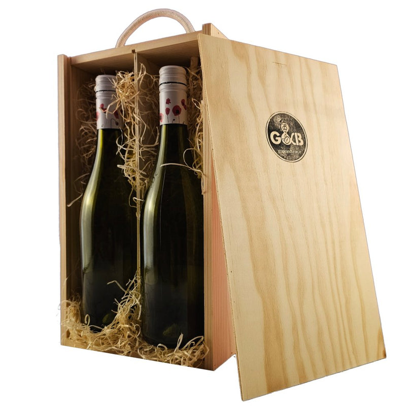 G&B Wooden Wine Gift Box - 2 bottles - Grape & Bean