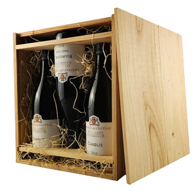 G&B Wooden Wine Gift Box - 3 bottle - Grape & Bean