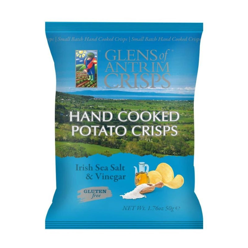 Glens of Antrim Hand Cooked Irish Sea Salt & Vinegar Crisps 50g - Grape & Bean