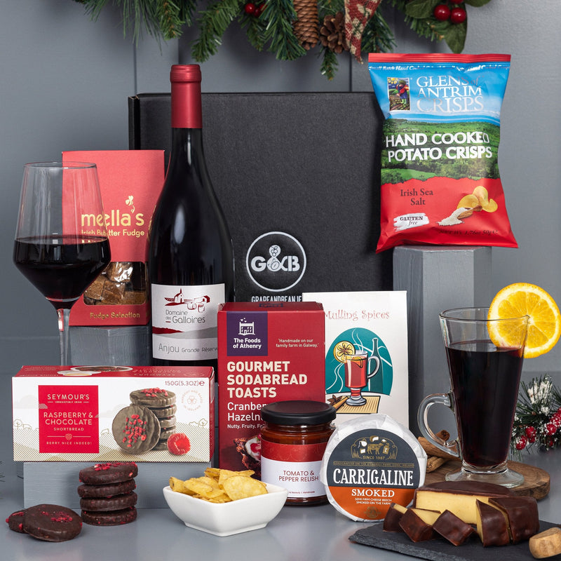 Irish Christmas Hamper with organic red wine - Grape & Bean