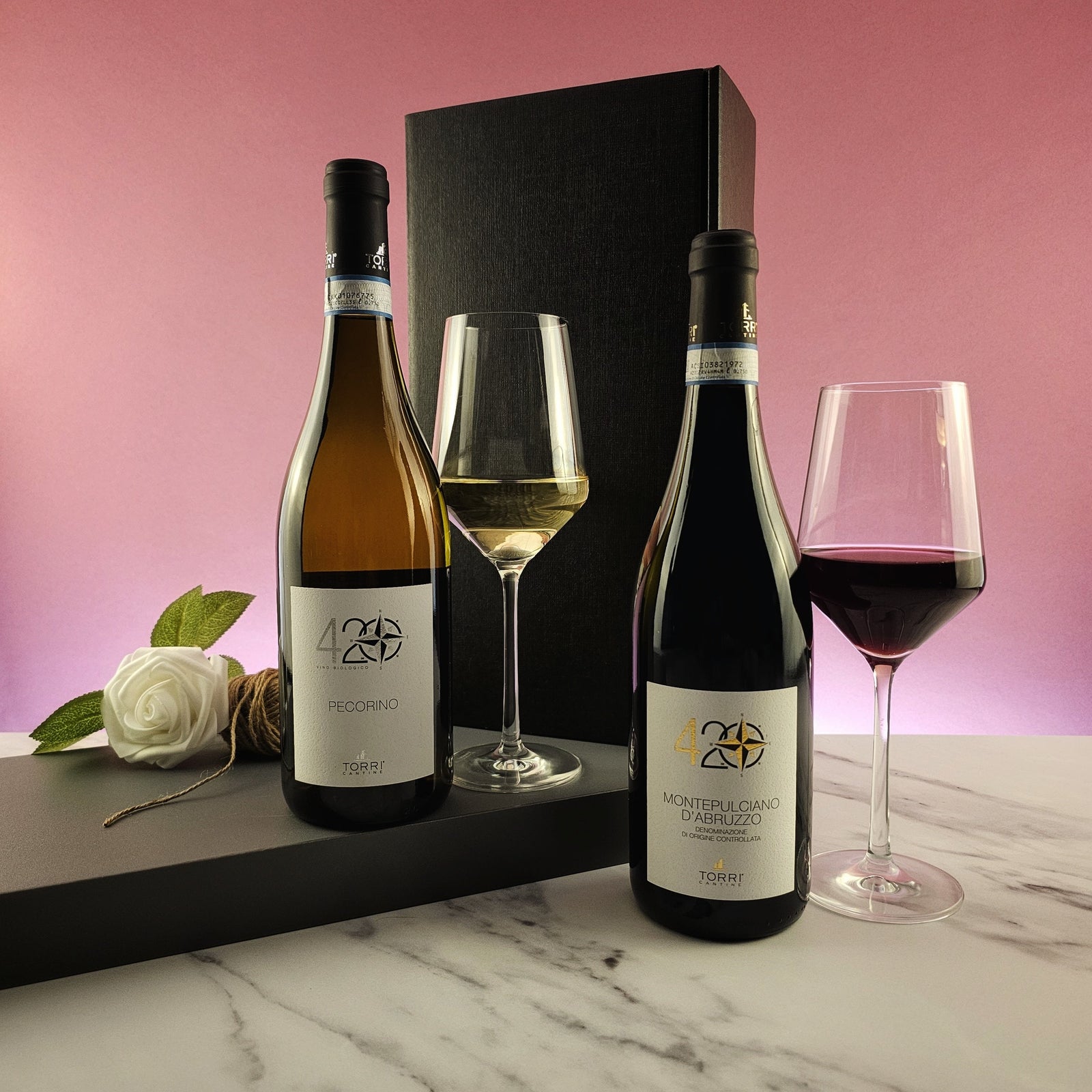 Italian Organic Pecorino and Montepulciano DAbruzzo Wine Gift - 2 bottles - Grape & Bean