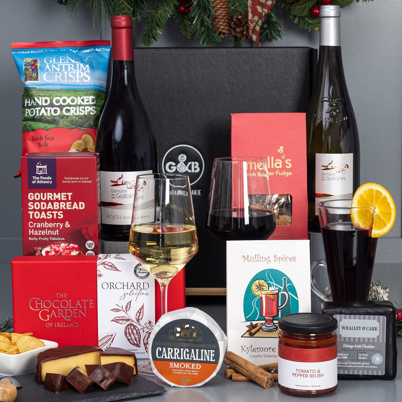 Luxury Irish Christmas Hamper with red and white wine - Grape & Bean
