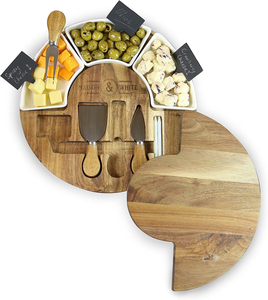 Maison & White Cheese Board with bowls and knife set - Grape & Bean