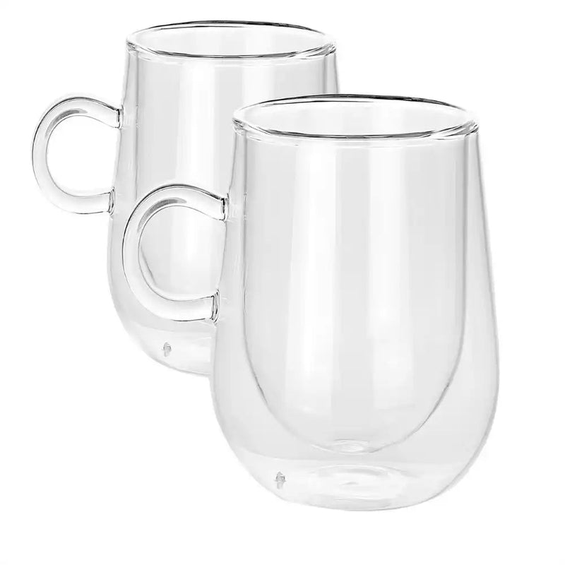 Maison & White Glass Coffee Mug Set 2x350ml - Grape & Bean