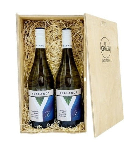 New Zealand Sauvignon Blanc in Wooden Twin Gift Box Twin - Grape & Bean