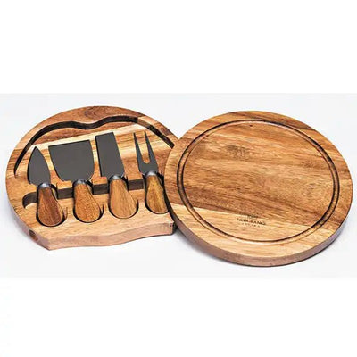 Newgrange Living Cheese Board Round with 4 Knives - Grape & Bean