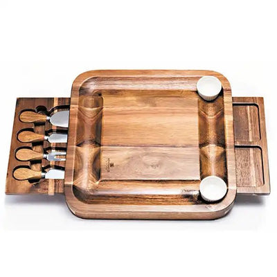 Newgrange Living Rectangle Cheeseboard with Knives & dishes - Grape & Bean