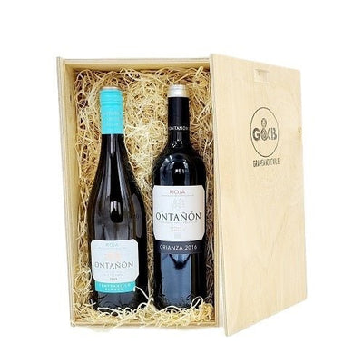 Rioja Red & White Wooden Gift Box Twin - Grape & Bean
