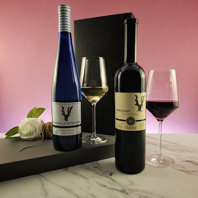 Spanish Red Tempranillo and White Sauvignon Chardonnay Wine Gift - 2 bottles - Grape & Bean