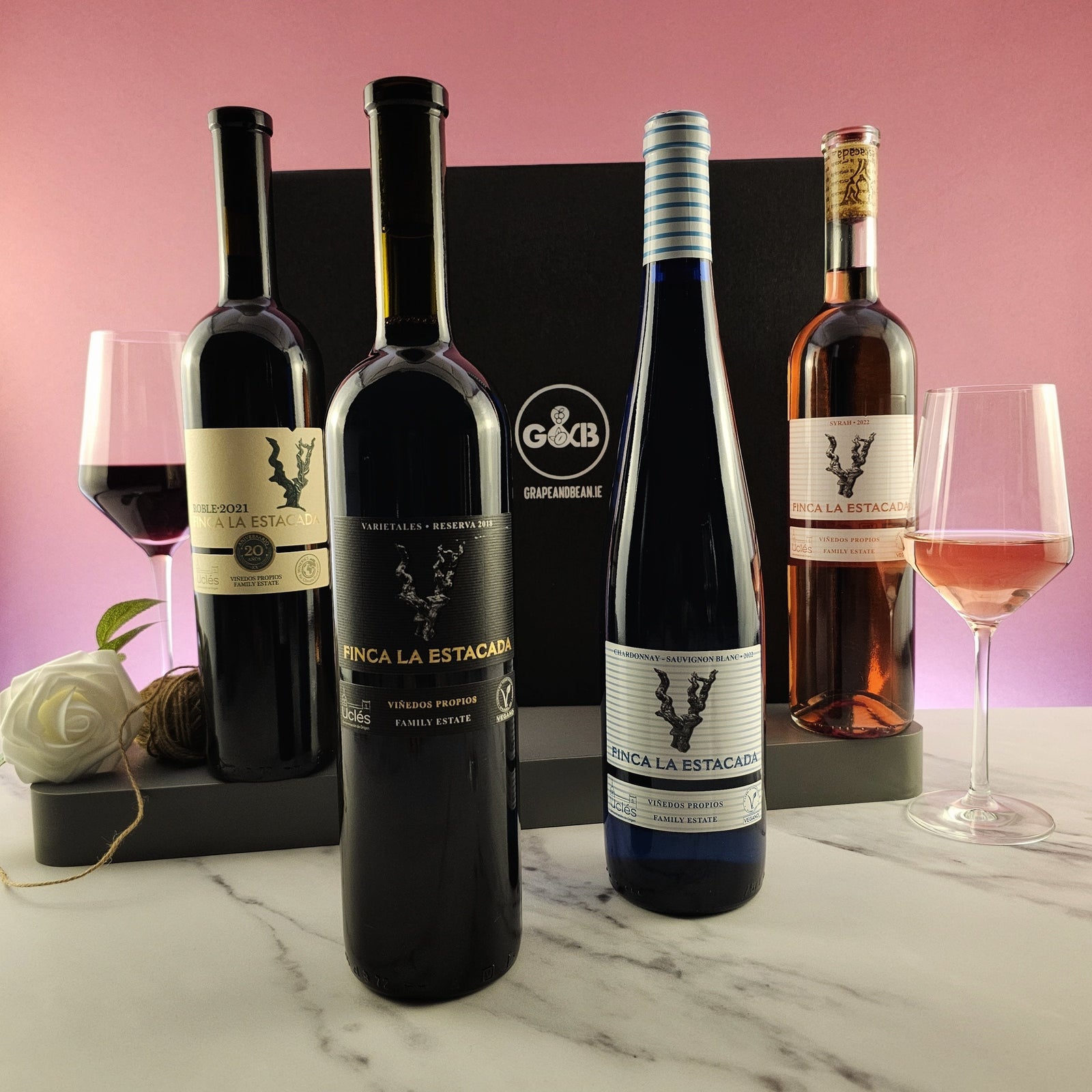 Spanish Red, White and Rose Wine Gift - 4 bottles - Grape & Bean