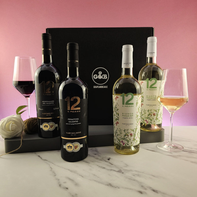 Varvaglione Puglia Italy Wine Gift Box - 4 bottles - Grape & Bean