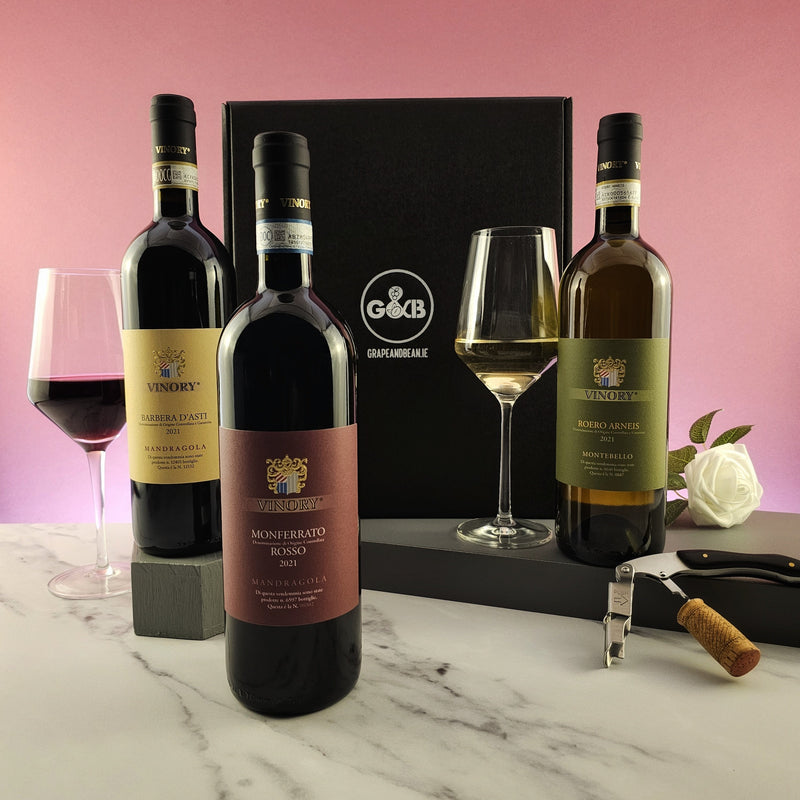 Vinory Piemonte Italian Wine Selection - 3 bottles - Grape & Bean