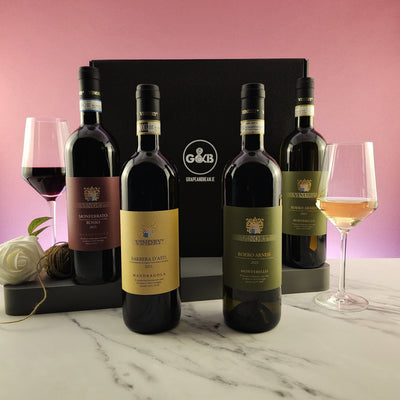 Vinory Piemonte Italy Wine Gift Box - 4 bottles - Grape & Bean