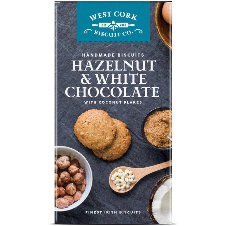 West Cork Hazelnut & White Chocolate Cookies 195g - Grape & Bean